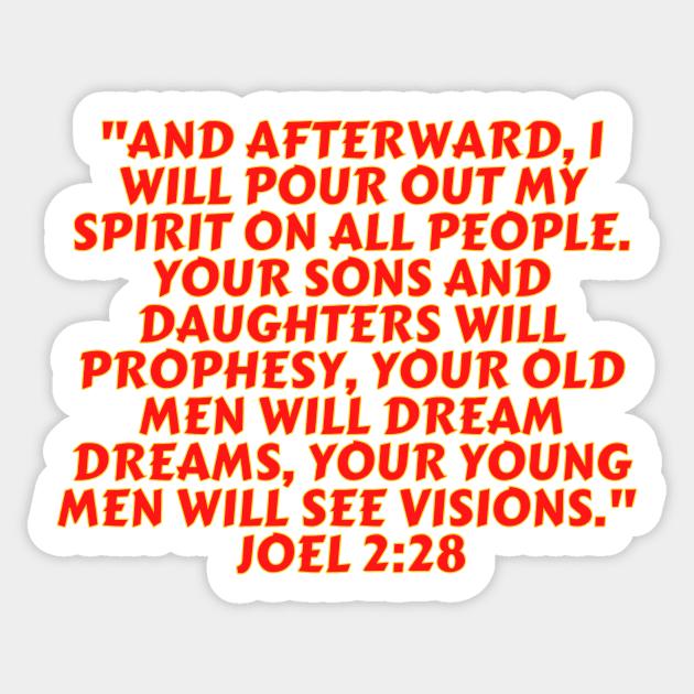 Bible Verse Joel 2:28 Sticker by Prayingwarrior